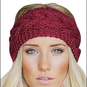 Wine Red Knitted Wool Empty Top Hat  Headband Ear-warmer.